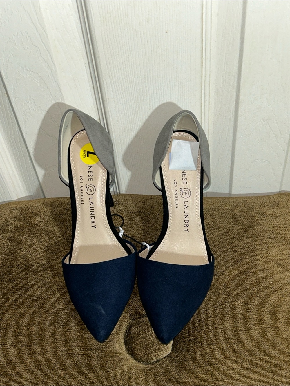 Chinese Laundry Navy and Gray Z-Stella D'Orsay Colorblock Pointed Toe Heels - Picture 6 of 6